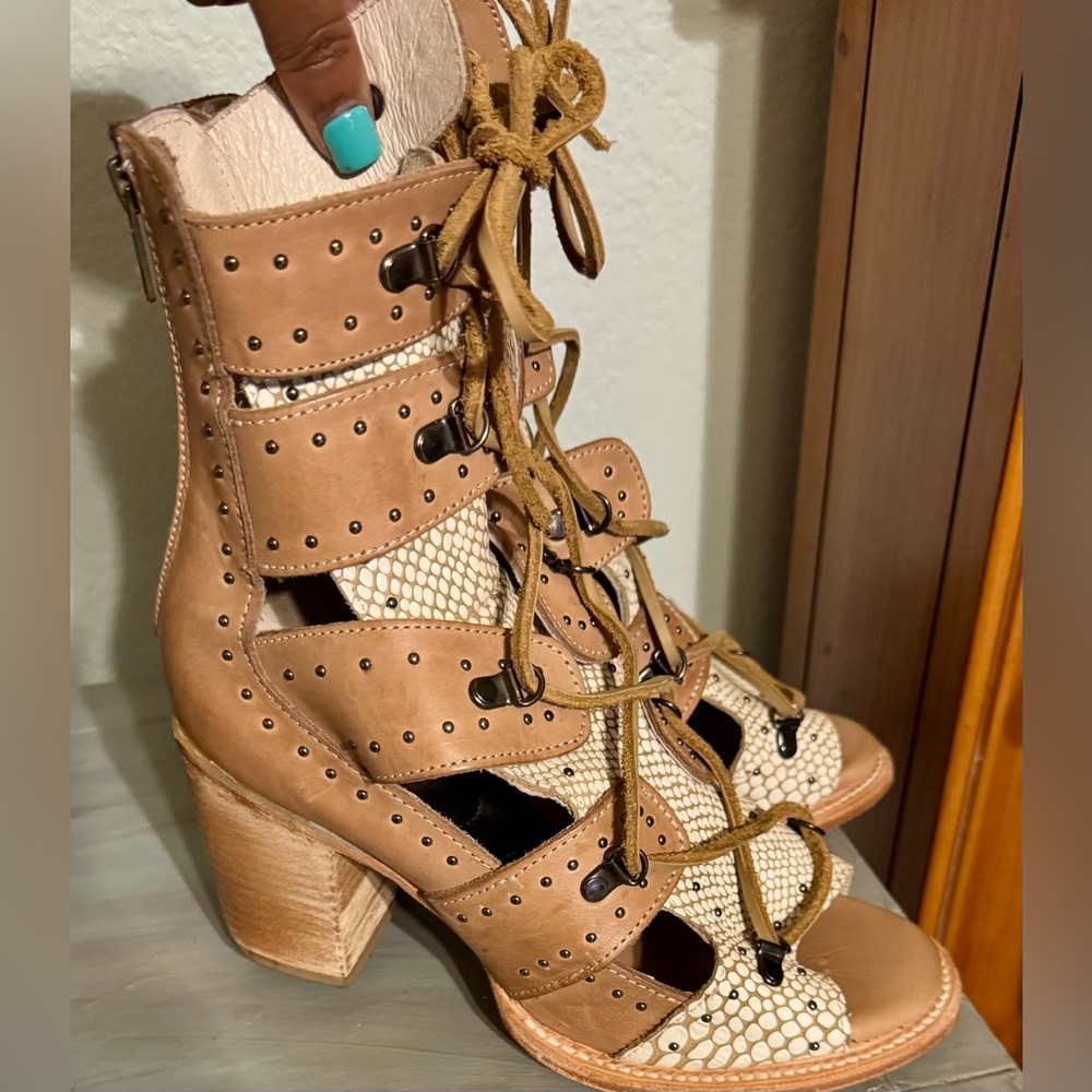 Freebird by Steven Tan and Cream Lace-Up Boots
